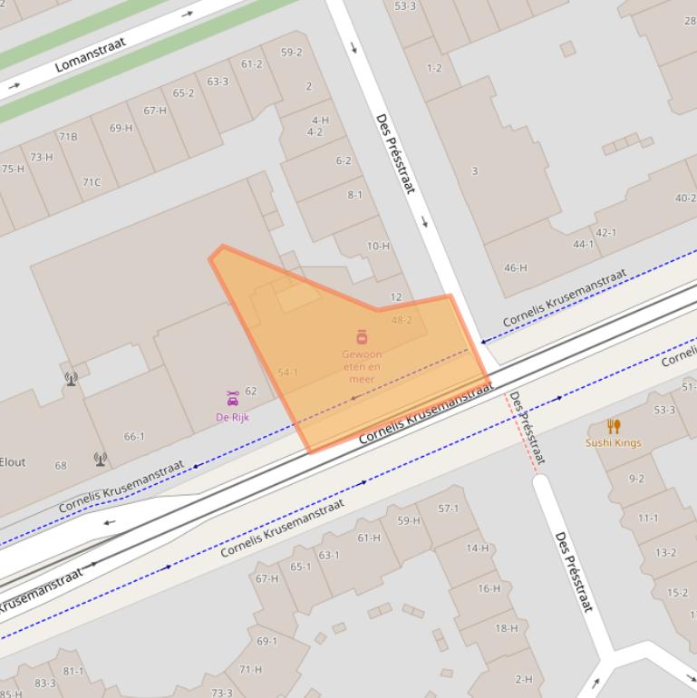 Kaart van postcodegebied 1075NR.