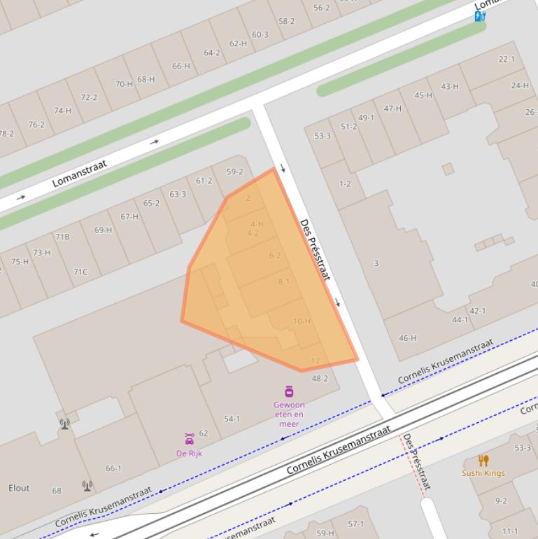 Kaart van postcodegebied 1075NX.