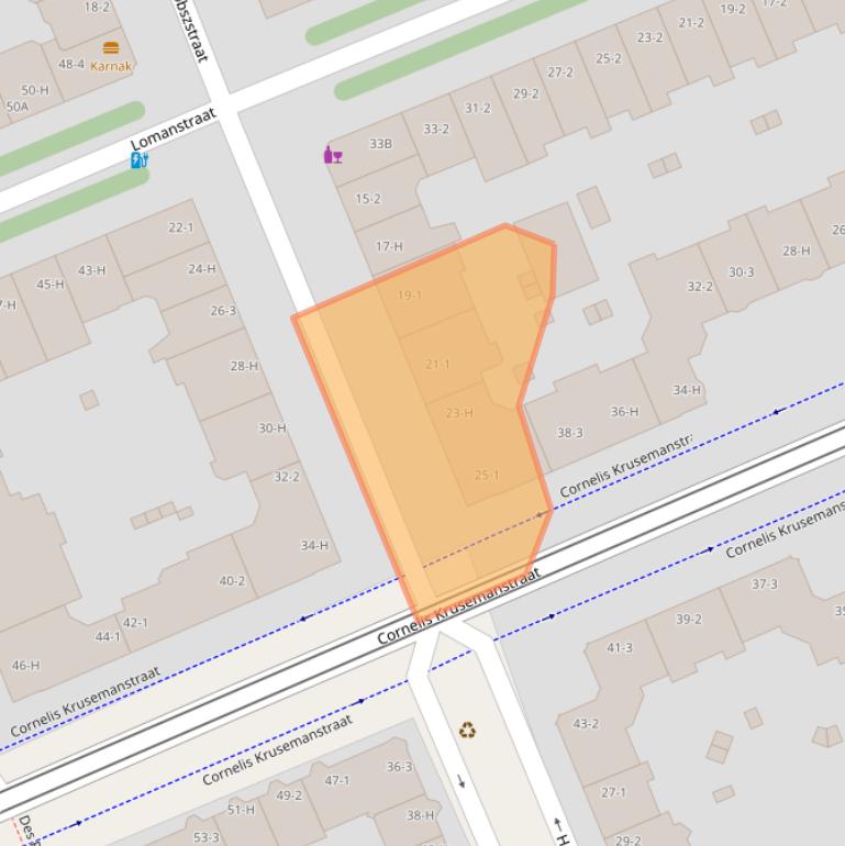 Kaart van postcodegebied 1075PB.