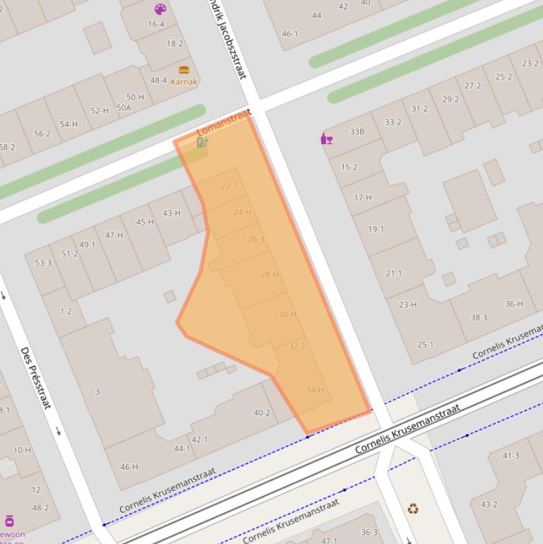 Kaart van postcodegebied 1075PE.