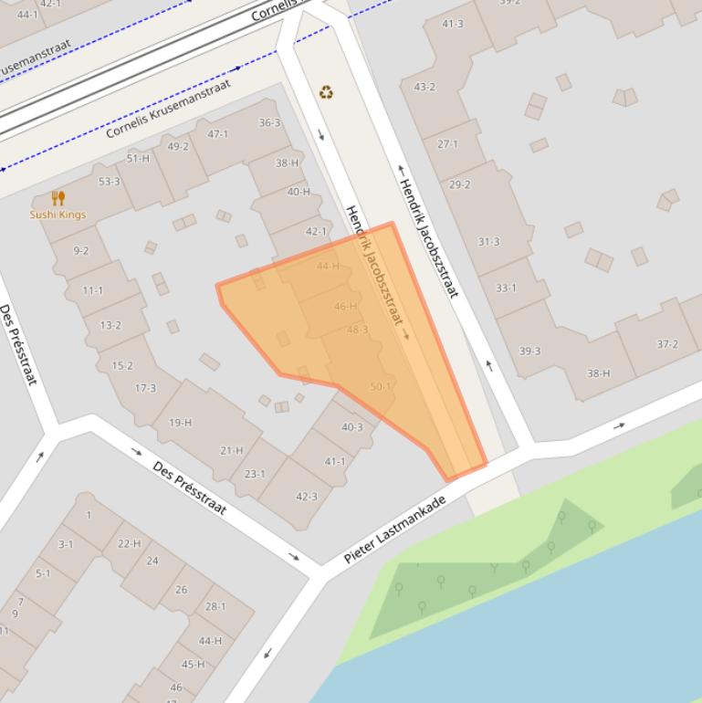 Kaart van postcodegebied 1075PH.