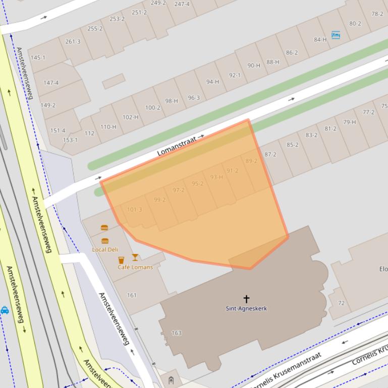 Kaart van postcodegebied 1075PZ.