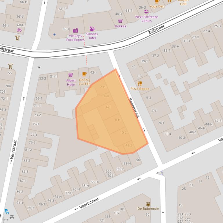 Kaart van postcodegebied 1075RW.