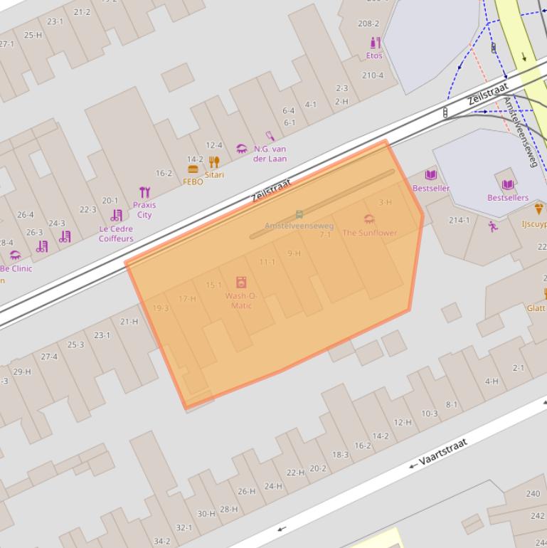 Kaart van postcodegebied 1075RZ.