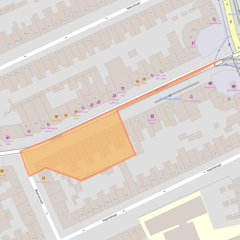 Kaart van postcodegebied 1075SB.