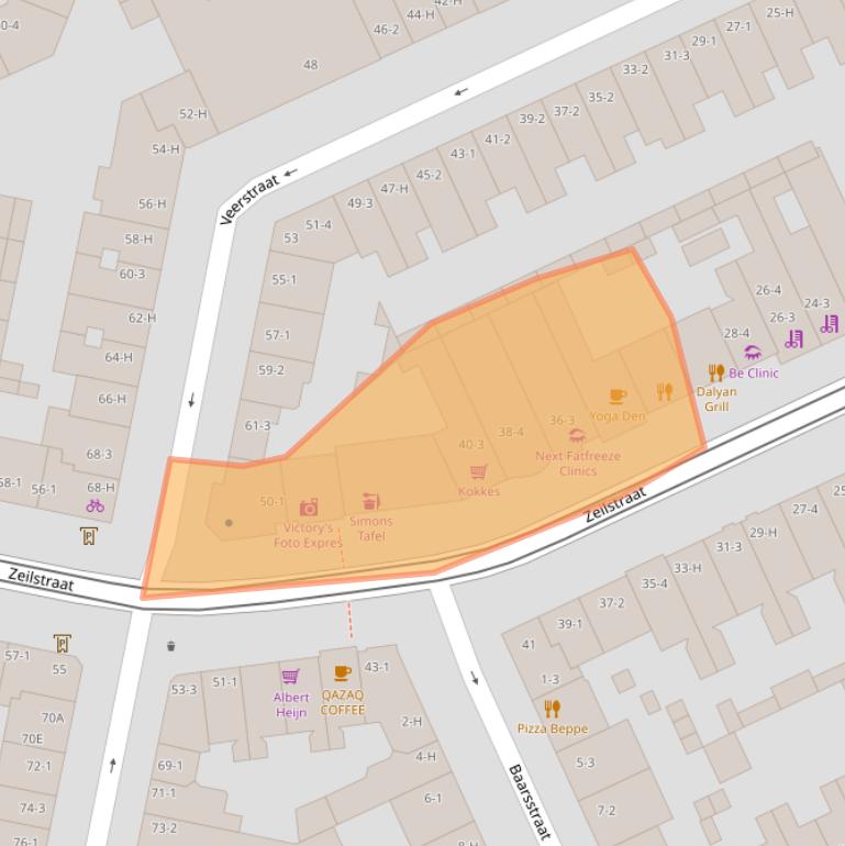 Kaart van postcodegebied 1075SJ.