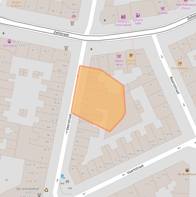 Kaart van postcodegebied 1075SP.