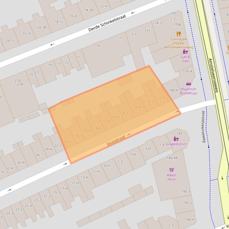 Kaart van postcodegebied 1075TE.