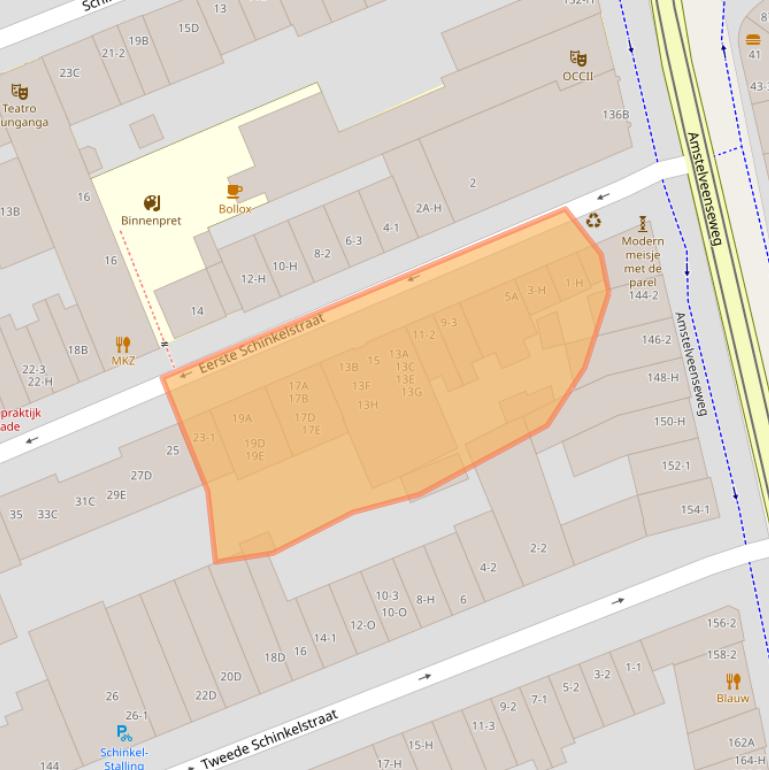 Kaart van postcodegebied 1075TV.