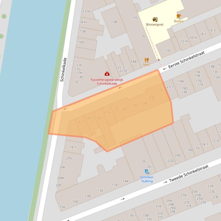 Kaart van postcodegebied 1075TW.