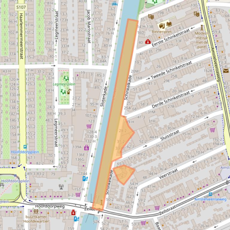 Kaart van postcodegebied 1075VJ.
