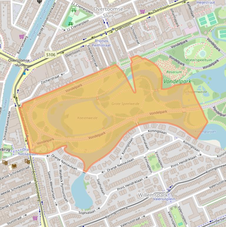 Kaart van postcodegebied 1075VR.