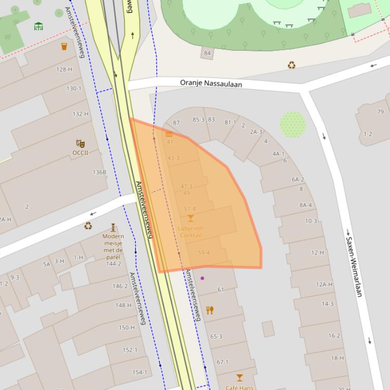 Kaart van postcodegebied 1075VT.