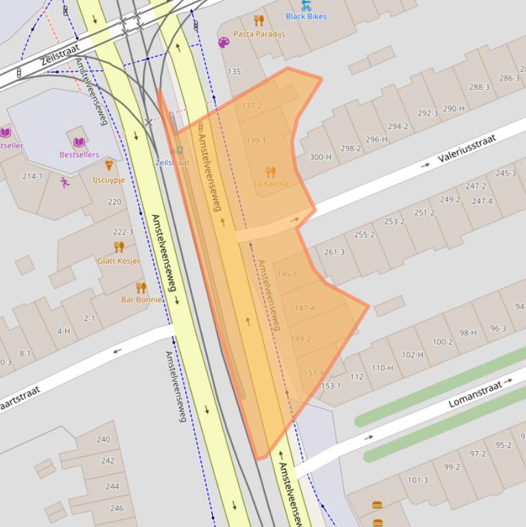 Kaart van postcodegebied 1075VZ.