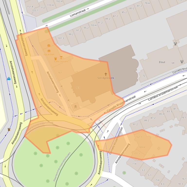 Kaart van postcodegebied 1075XA.