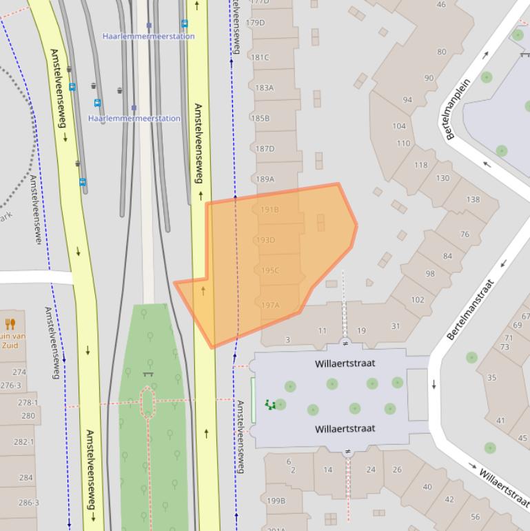 Kaart van postcodegebied 1075XD.