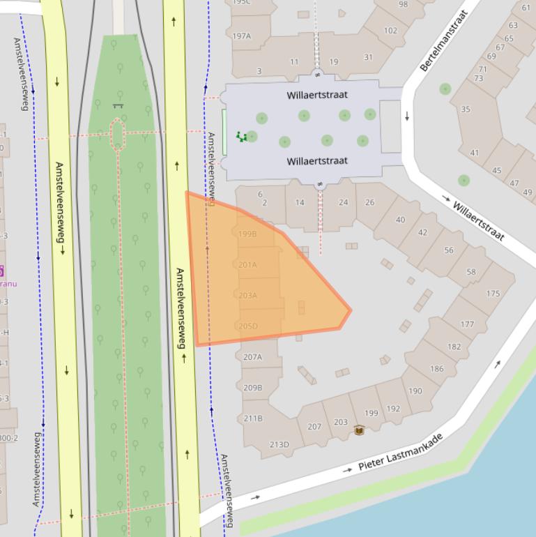 Kaart van postcodegebied 1075XE.