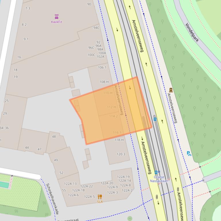 Kaart van postcodegebied 1075XK.