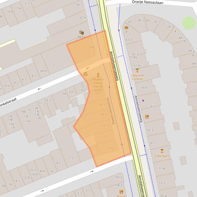 Kaart van postcodegebied 1075XM.