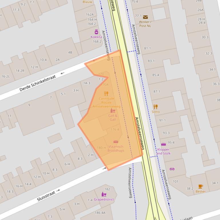 Kaart van postcodegebied 1075XP.