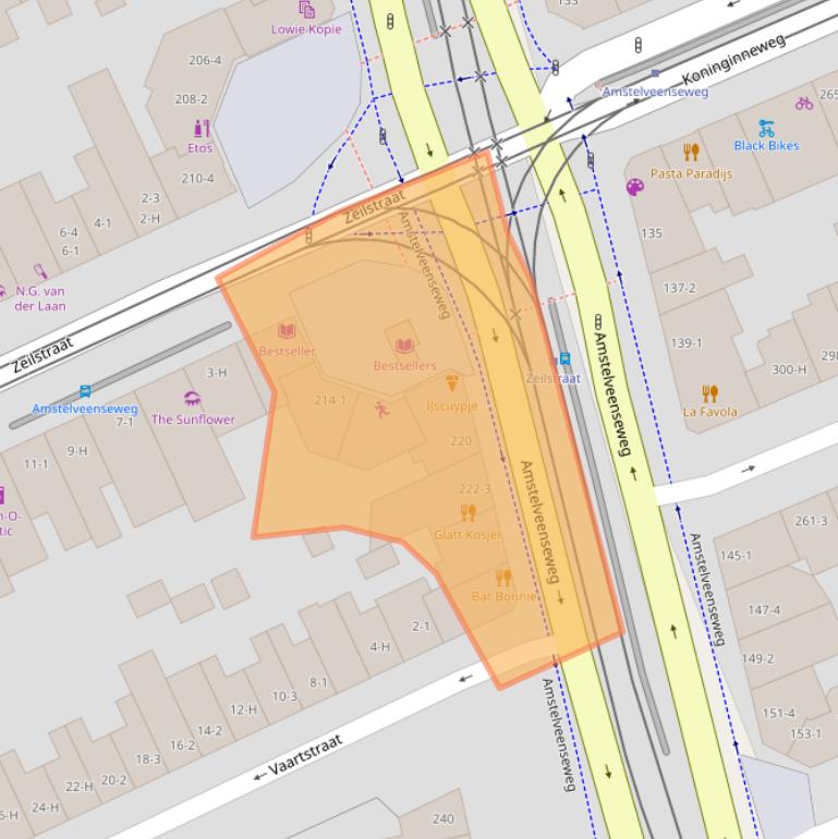 Kaart van postcodegebied 1075XT.