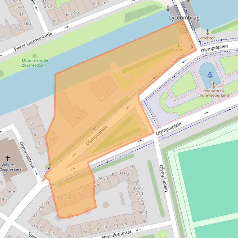 Kaart van postcodegebied 1076AB.