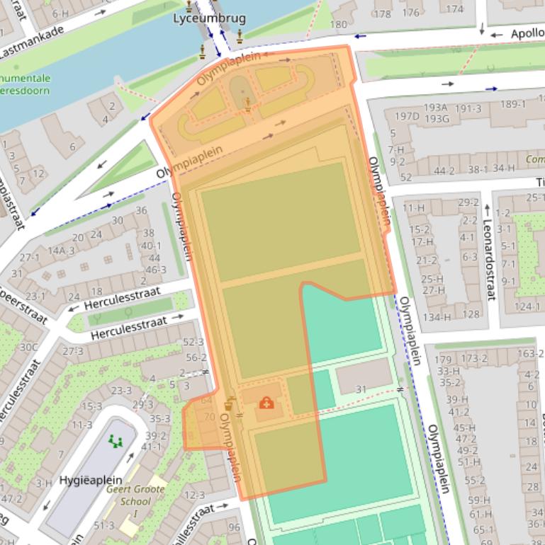 Kaart van postcodegebied 1076AG.