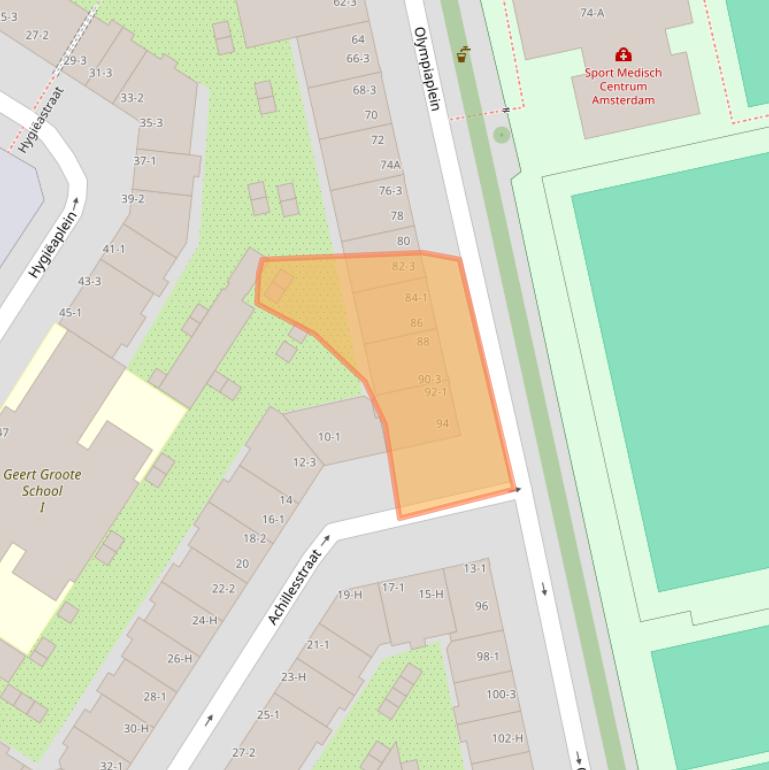 Kaart van postcodegebied 1076AH.