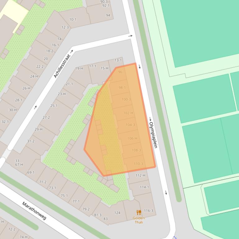 Kaart van postcodegebied 1076AJ.