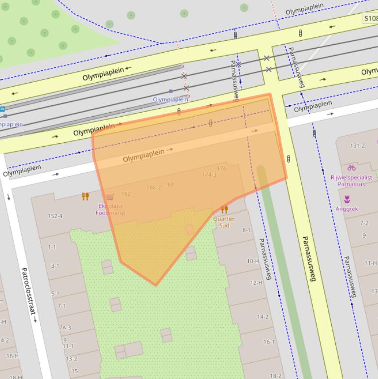 Kaart van postcodegebied 1076AM.