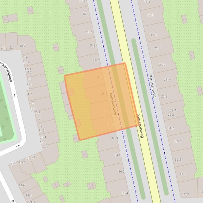 Kaart van postcodegebied 1076AR.