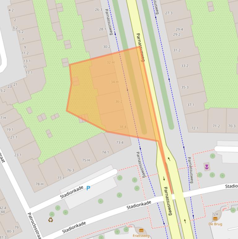 Kaart van postcodegebied 1076AS.