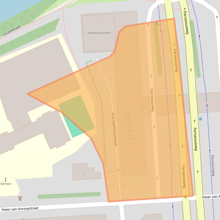 Kaart van postcodegebied 1076AT.