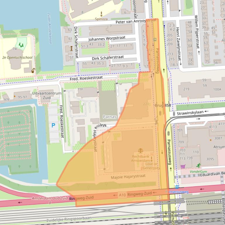 Kaart van postcodegebied 1076AV.