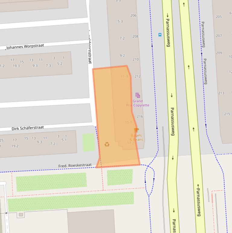 Kaart van postcodegebied 1076AX.