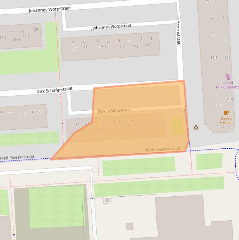 Kaart van postcodegebied 1076BA.