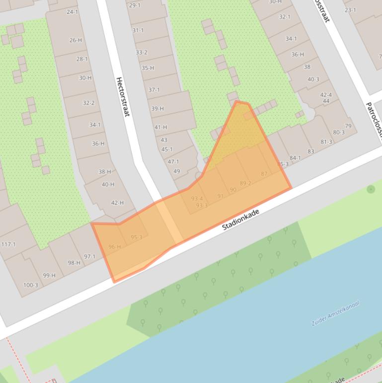 Kaart van postcodegebied 1076BL.