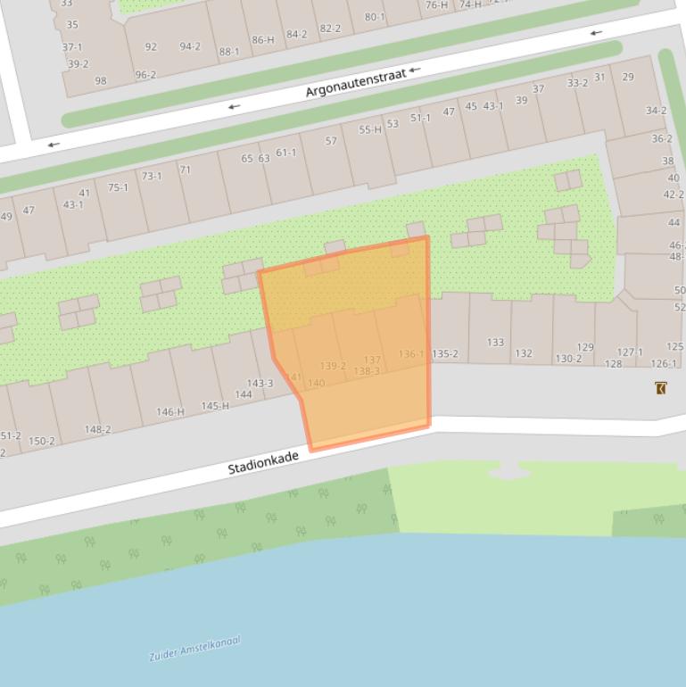 Kaart van postcodegebied 1076BT.