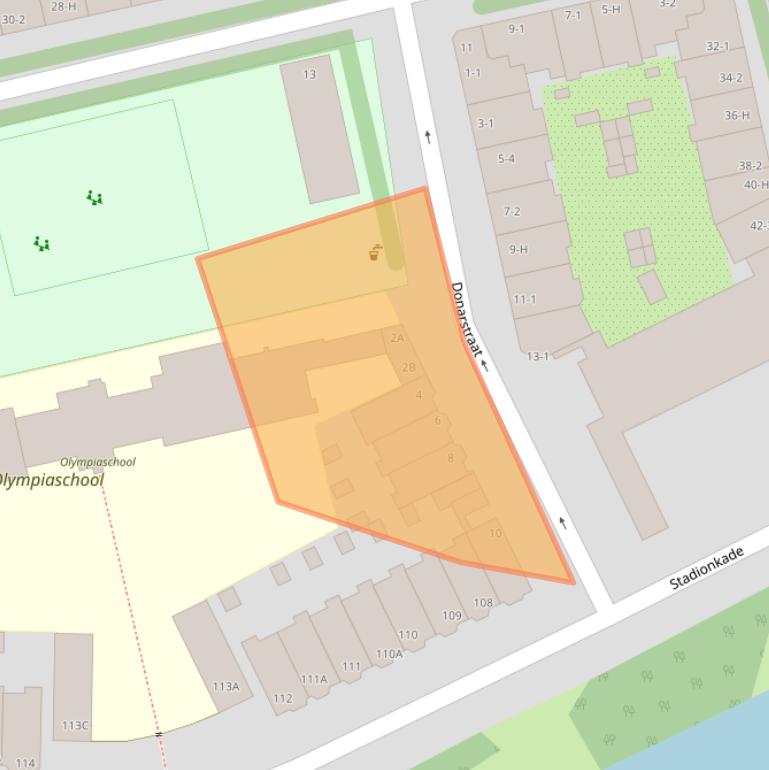 Kaart van postcodegebied 1076CB.