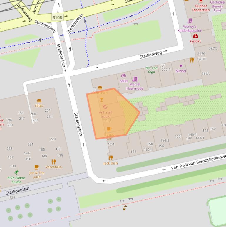 Kaart van postcodegebied 1076CE.