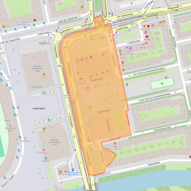 Kaart van postcodegebied 1076CK.