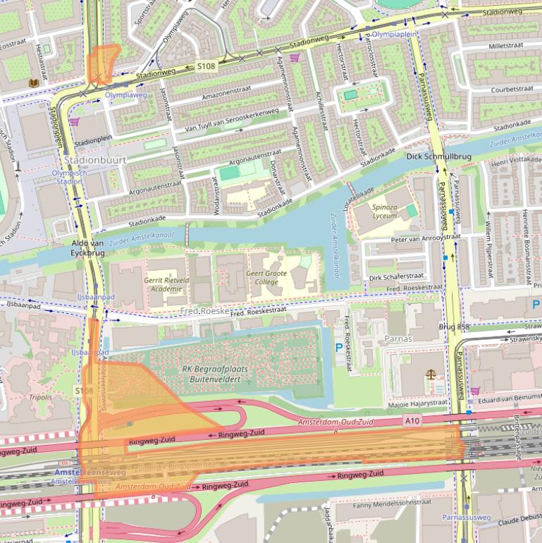 Kaart van postcodegebied 1076CR.