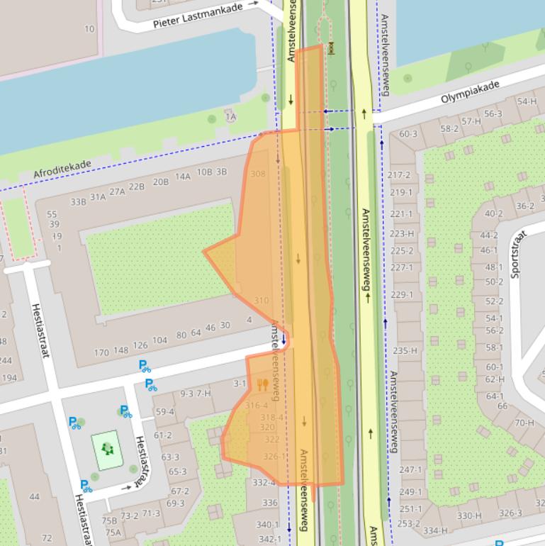 Kaart van postcodegebied 1076CS.