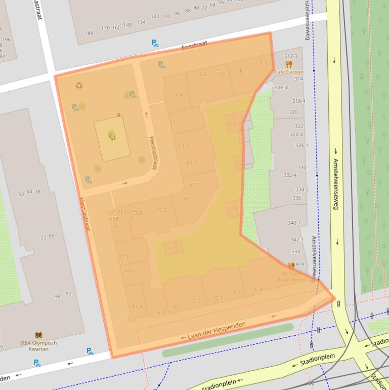 Kaart van postcodegebied 1076DK.