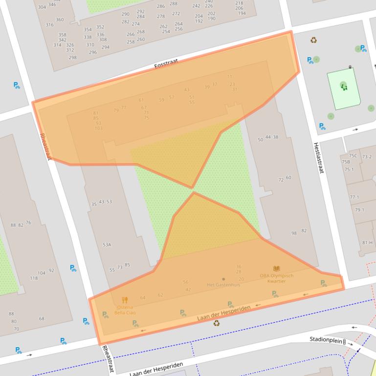 Kaart van postcodegebied 1076DN.