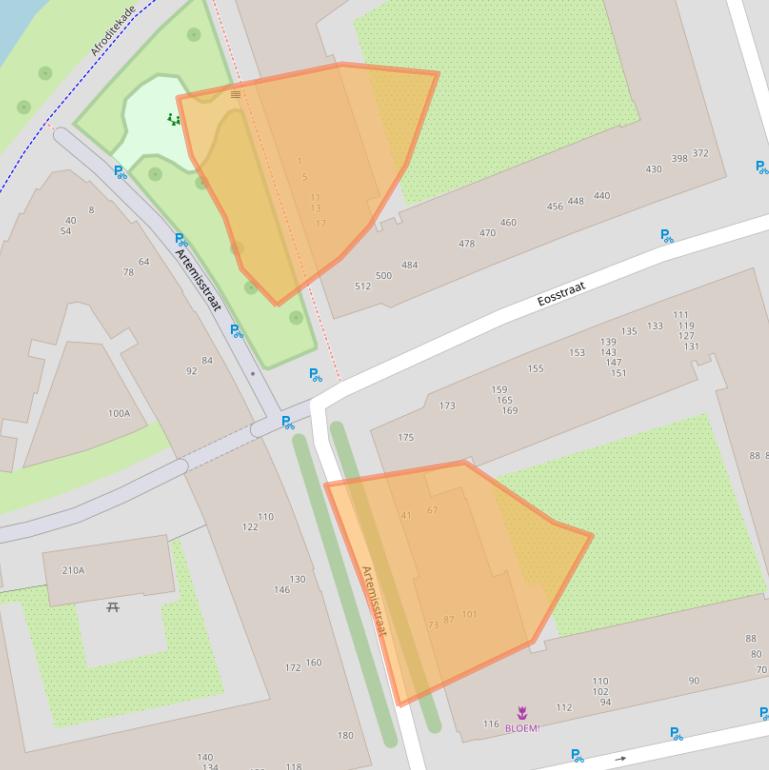 Kaart van postcodegebied 1076DV.