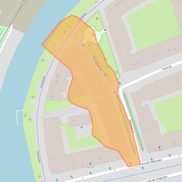 Kaart van postcodegebied 1076DW.