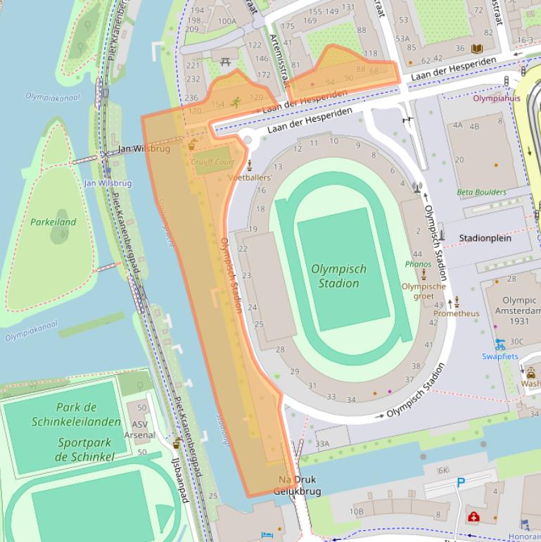 Kaart van postcodegebied 1076DX.