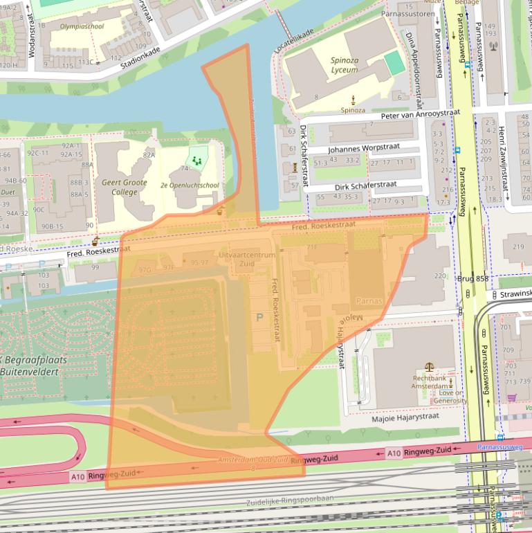 Kaart van postcodegebied 1076EC.