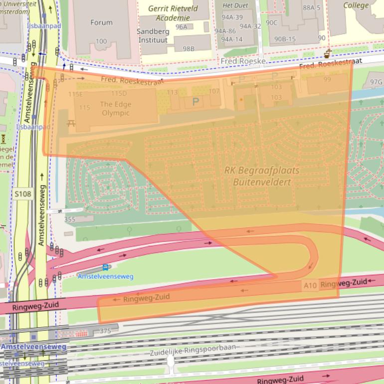 Kaart van postcodegebied 1076EE.